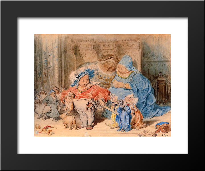 The Childhood Of Gargantua 20x24 Black Modern Wood Framed Art Print Poster by Dore, Gustave
