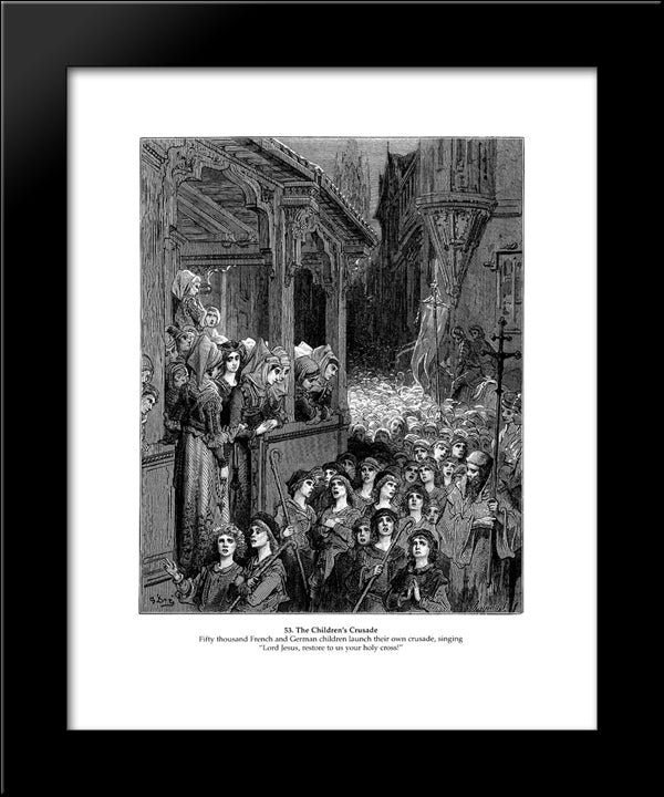 The Children'S Crusade In 1212 20x24 Black Modern Wood Framed Art Print Poster by Dore, Gustave