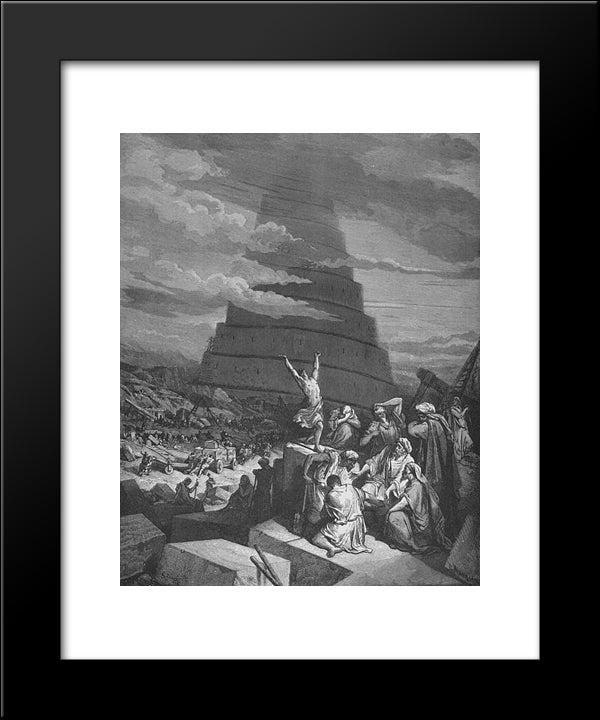 The Confusion Of Tongues 20x24 Black Modern Wood Framed Art Print Poster by Dore, Gustave