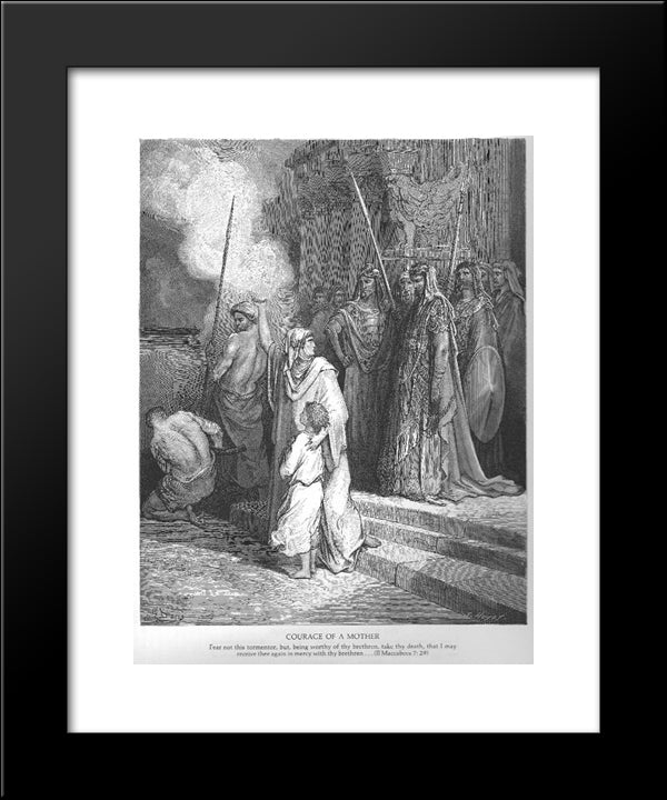 The Courage Of A Mother 20x24 Black Modern Wood Framed Art Print Poster by Dore, Gustave