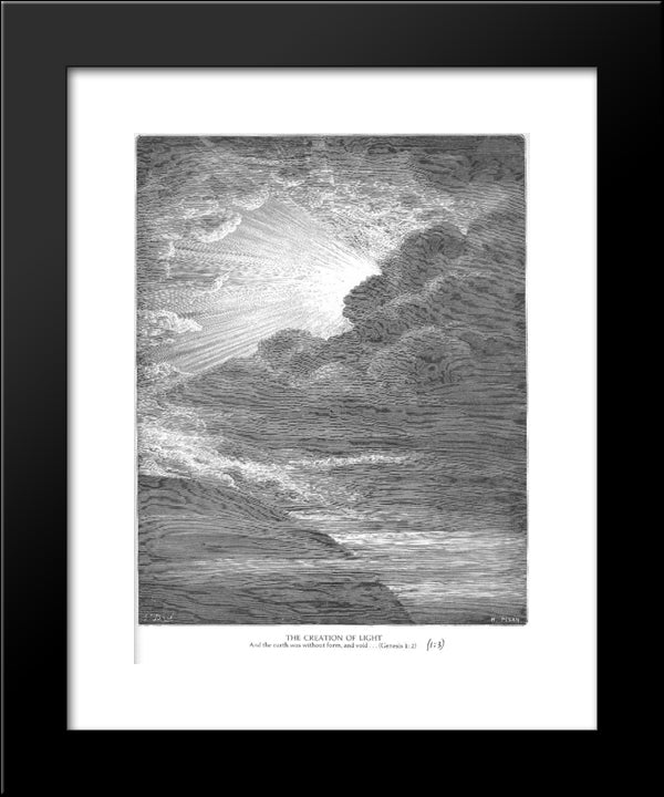 The Creation Of Light 20x24 Black Modern Wood Framed Art Print Poster by Dore, Gustave