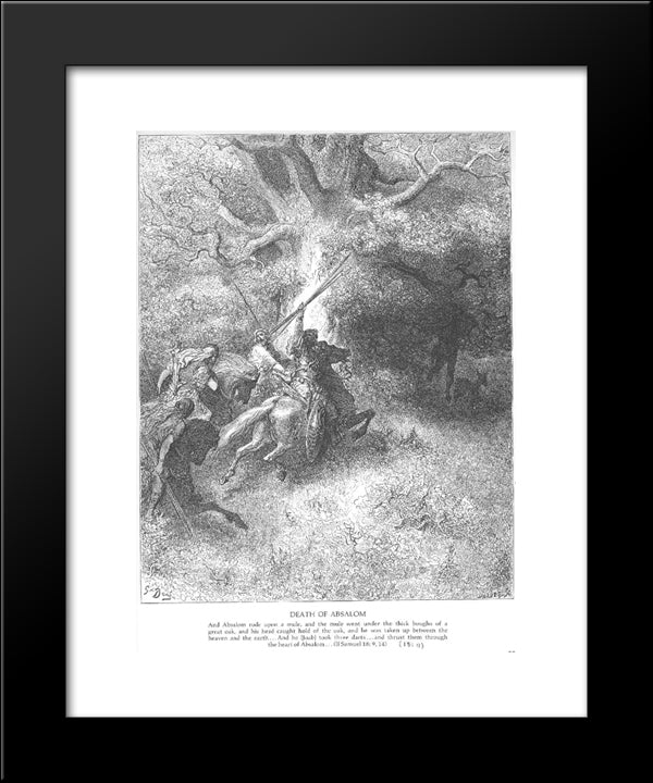 The Death Of Absalom 20x24 Black Modern Wood Framed Art Print Poster by Dore, Gustave