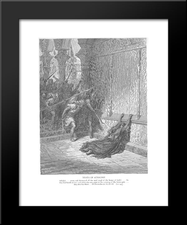 The Death Of Athaliah 20x24 Black Modern Wood Framed Art Print Poster by Dore, Gustave