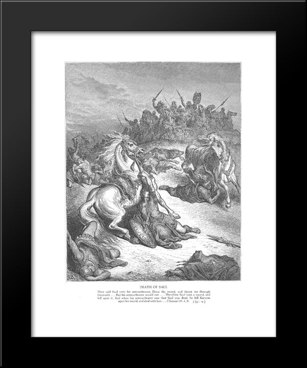 The Death Of Saul 20x24 Black Modern Wood Framed Art Print Poster by Dore, Gustave
