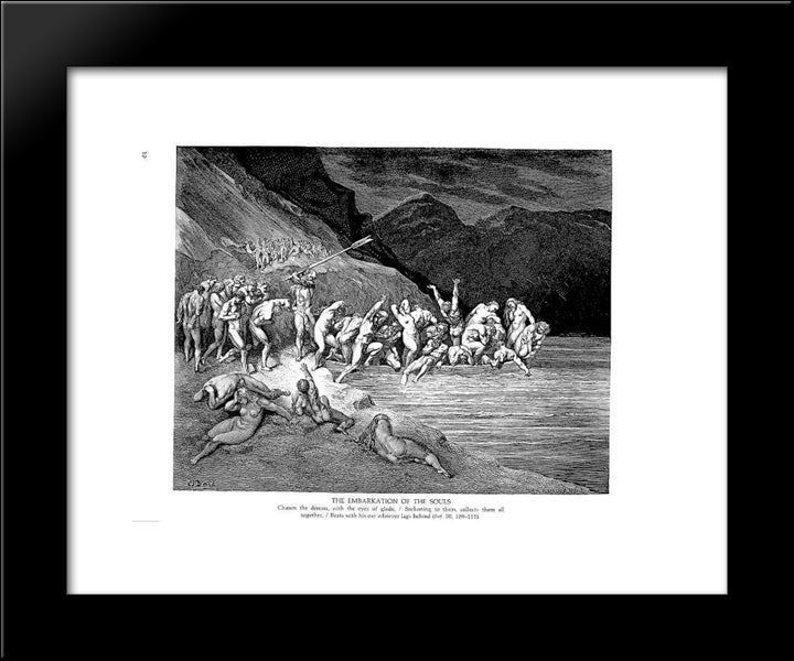 The Embarkation Of The Souls 20x24 Black Modern Wood Framed Art Print Poster by Dore, Gustave