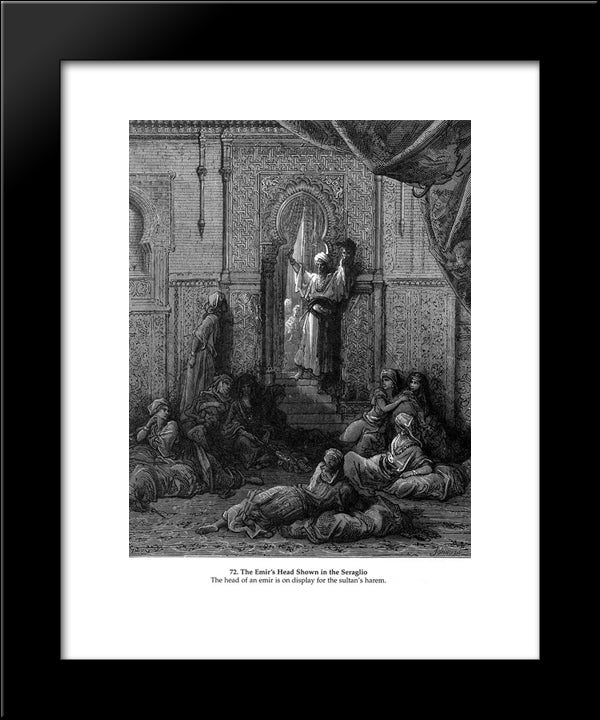 The Emir'S Head Shown In The Seraglio 20x24 Black Modern Wood Framed Art Print Poster by Dore, Gustave