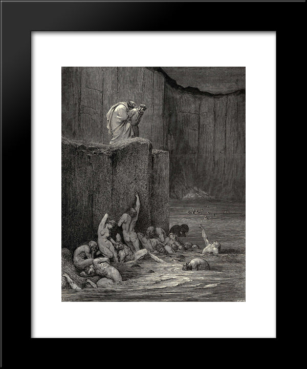 The Inferno, Canto 18 20x24 Black Modern Wood Framed Art Print Poster by Dore, Gustave