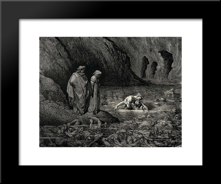 The Inferno, Canto 32 20x24 Black Modern Wood Framed Art Print Poster by Dore, Gustave