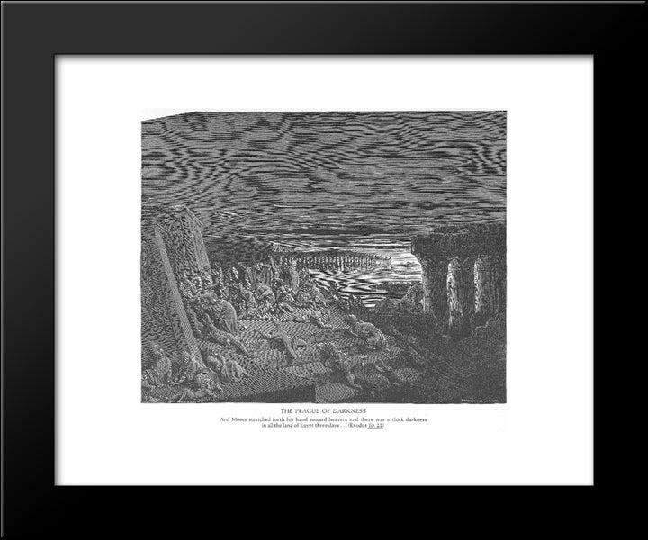 The Ninth Plague. Darkness 20x24 Black Modern Wood Framed Art Print Poster by Dore, Gustave