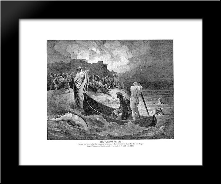 The Portals Of Dis 20x24 Black Modern Wood Framed Art Print Poster by Dore, Gustave
