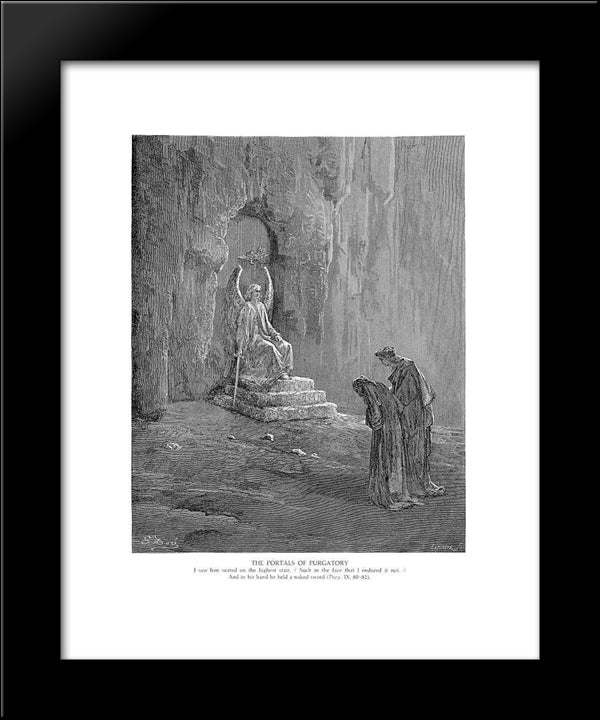 The Portals Of Purgatory 20x24 Black Modern Wood Framed Art Print Poster by Dore, Gustave