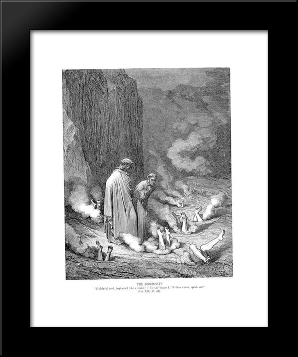 The Punishment Of The Simonists 20x24 Black Modern Wood Framed Art Print Poster by Dore, Gustave