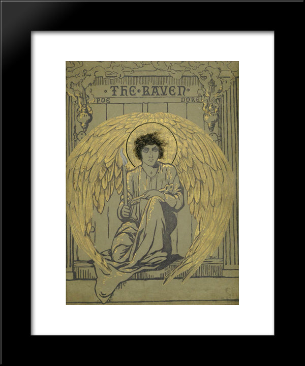 The Raven (Cover) 20x24 Black Modern Wood Framed Art Print Poster by Dore, Gustave