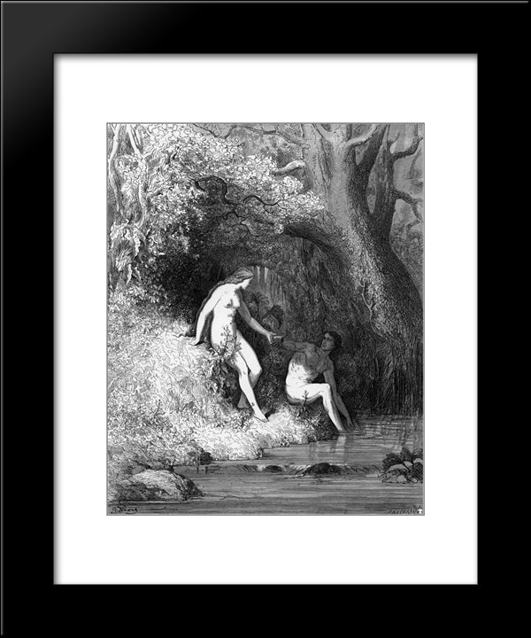 The Savoury Pulp They Chew, And In The Rind, Still As They Thirsted, Scoop The Brimming 20x24 Black Modern Wood Framed Art Print Poster by Dore, Gustave