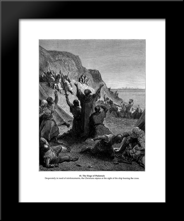 The Siege Of Ptolemais 20x24 Black Modern Wood Framed Art Print Poster by Dore, Gustave