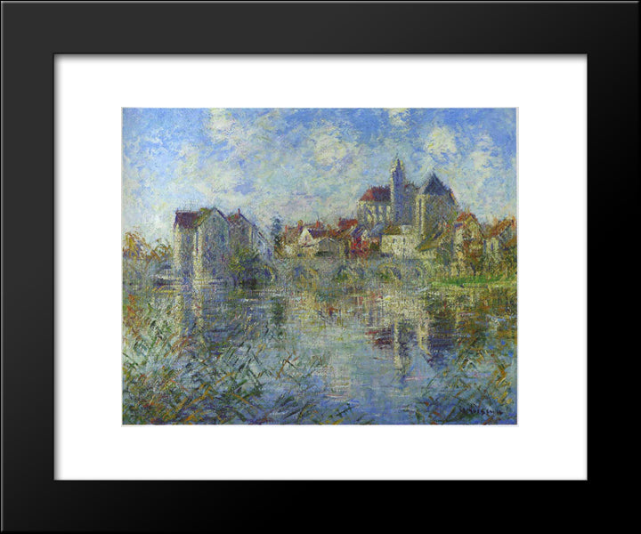 Moret On Loing And The Church 20x24 Black Modern Wood Framed Art Print Poster by Loiseau, Gustave