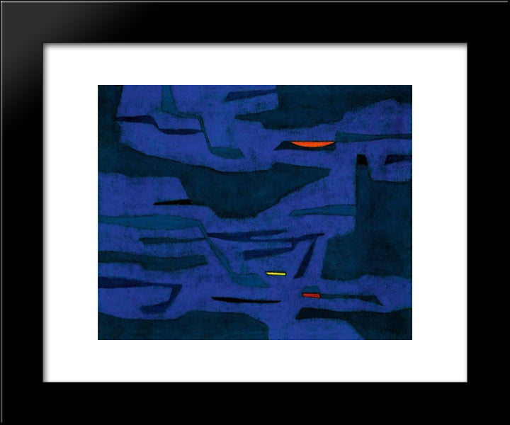 Provence - Port, Mistral, Nuit 20x24 Black Modern Wood Framed Art Print Poster by Singier, Gustave