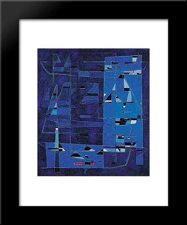 Vue Sur Le Port 20x24 Black Modern Wood Framed Art Print Poster by Singier, Gustave