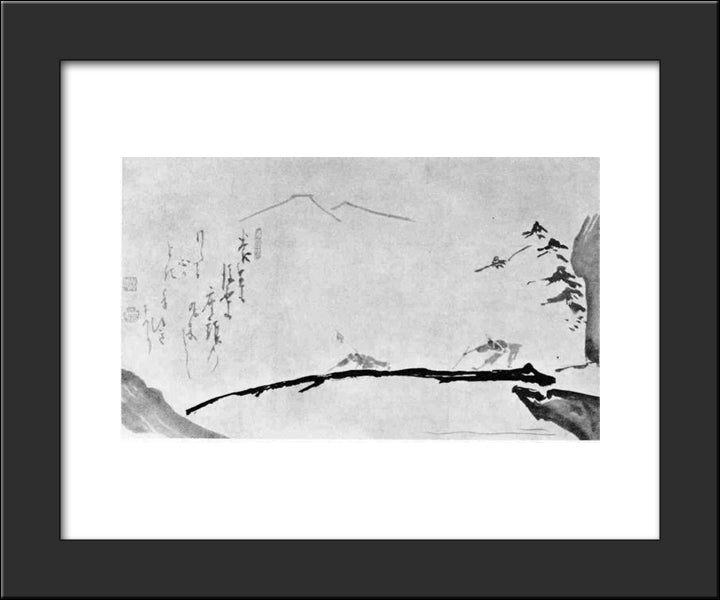 Blind Men Crossing A Bridge 20x24 Black Modern Wood Framed Art Print Poster by Hakuin, Ekaku