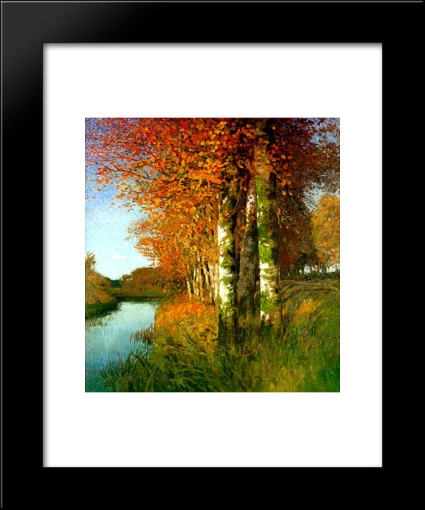 Birken Am Moorgraben 20x24 Black Modern Wood Framed Art Print Poster by Hans am Ende