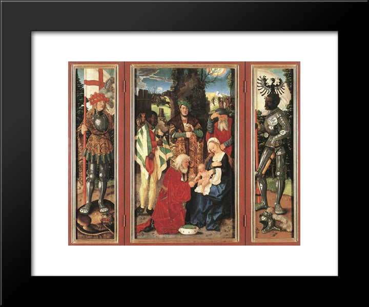 Adoration Of The Magi 20x24 Black Modern Wood Framed Art Print Poster by Baldung, Hans