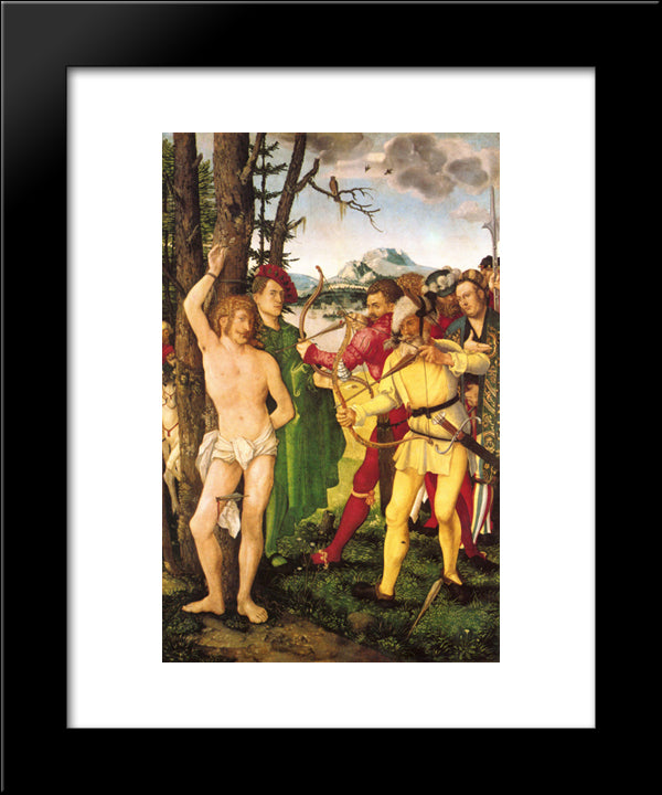 Altarpiece With The Martyrdom Of St. Sebastian 20x24 Black Modern Wood Framed Art Print Poster by Baldung, Hans