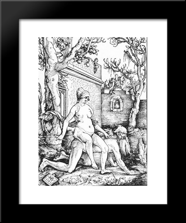 Aristotle And Phyllis 20x24 Black Modern Wood Framed Art Print Poster by Baldung, Hans