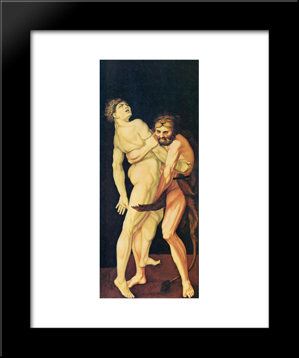 Hercules And Antaeus 20x24 Black Modern Wood Framed Art Print Poster by Baldung, Hans