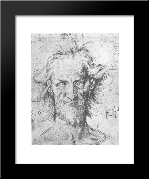 Male Head 20x24 Black Modern Wood Framed Art Print Poster by Baldung, Hans