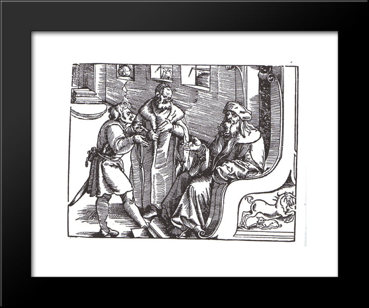 Marquard Von Lindau Ask And Answer The Ten Commandments 20x24 Black Modern Wood Framed Art Print Poster by Baldung, Hans