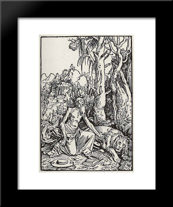 St. Jerome 20x24 Black Modern Wood Framed Art Print Poster by Baldung, Hans