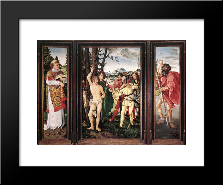St Sebastian Altarpiece 20x24 Black Modern Wood Framed Art Print Poster by Baldung, Hans