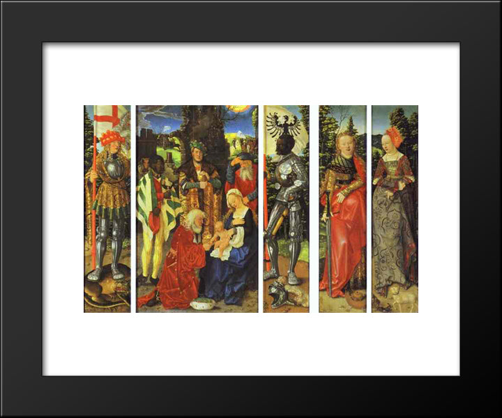 The Three Kings Altarpiece 20x24 Black Modern Wood Framed Art Print Poster by Baldung, Hans
