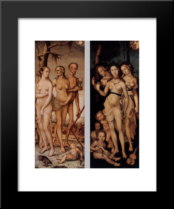 Three Ages Of Man And Three Graces 20x24 Black Modern Wood Framed Art Print Poster by Baldung, Hans