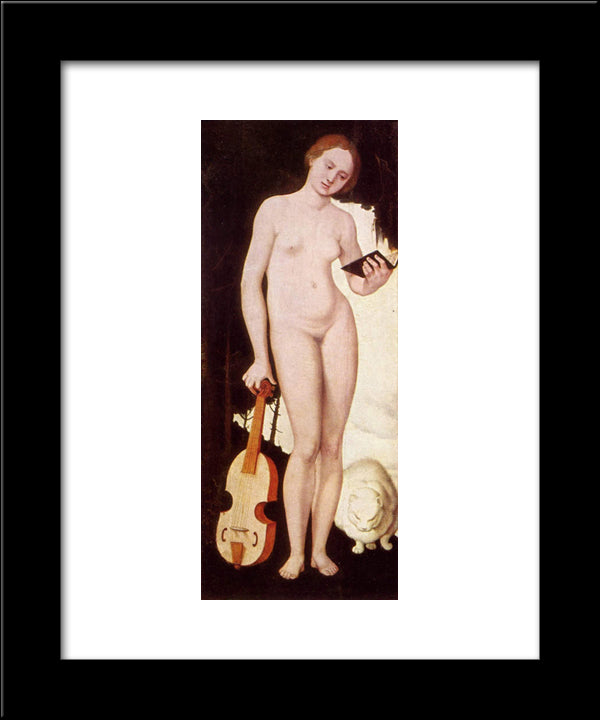 Woman With Cat (Allegory Of Musik) 20x24 Black Modern Wood Framed Art Print Poster by Baldung, Hans