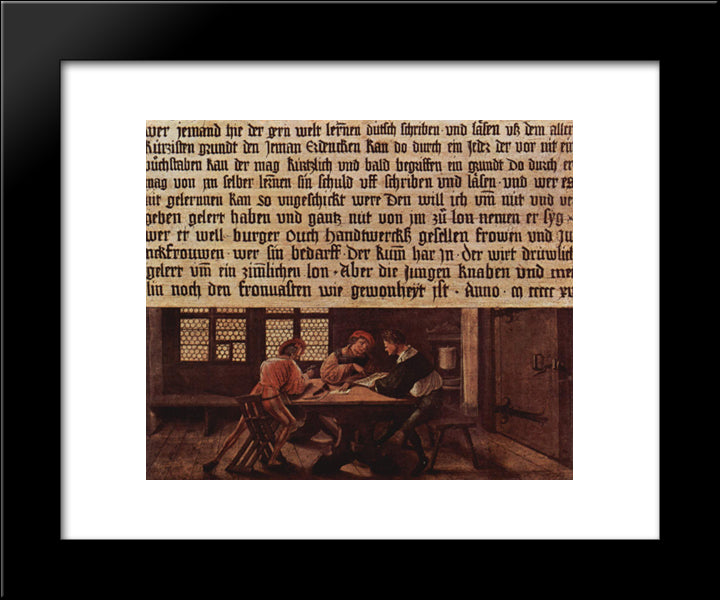 A School Teacher Explaining The Meaning Of A Letter To Illiterate Workers 20x24 Black Modern Wood Framed Art Print Poster by Holbein the Younger, Hans