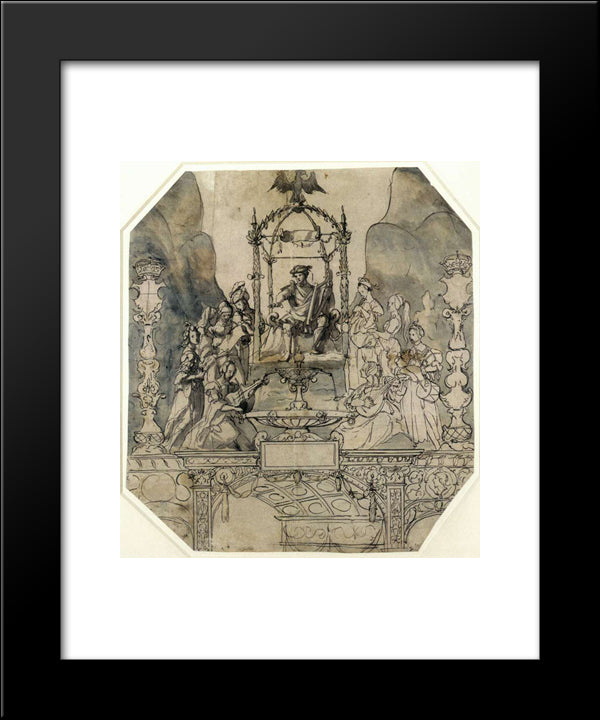 Apollo And The Muses On Parnassus 20x24 Black Modern Wood Framed Art Print Poster by Holbein the Younger, Hans