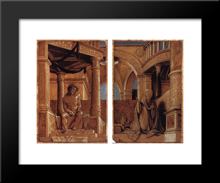 Diptych With Christ And The Mater Dolorosa 20x24 Black Modern Wood Framed Art Print Poster by Holbein the Younger, Hans