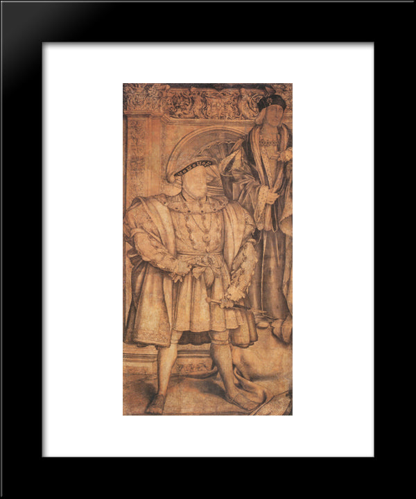 Henry Viii And Henry Vii, Cartoon For Wall Painting In Whitehall 20x24 Black Modern Wood Framed Art Print Poster by Holbein the Younger, Hans