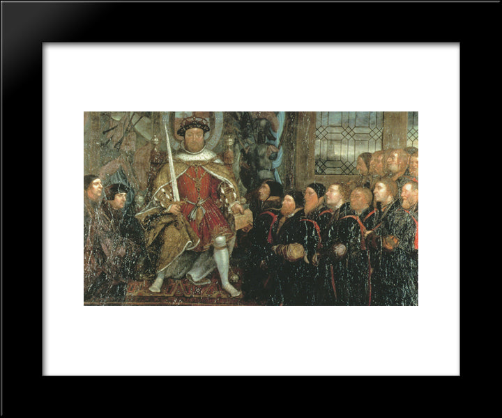 Henry Viii And The Barber Surgeons 20x24 Black Modern Wood Framed Art Print Poster by Holbein the Younger, Hans