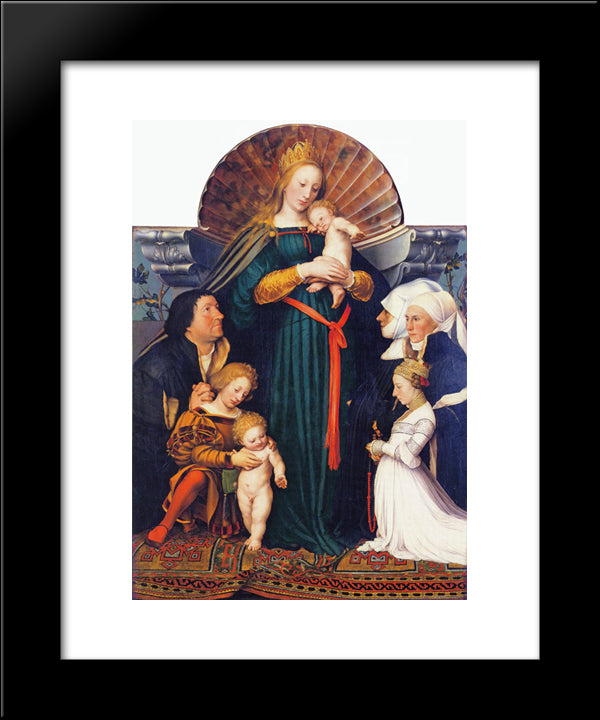 Madonna Of The Burgermeister Meyer 20x24 Black Modern Wood Framed Art Print Poster by Holbein the Younger, Hans