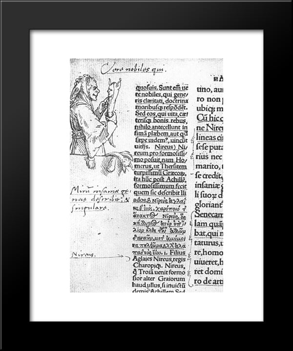 Marginal Illustration For Erasmus 'In Praise Of Folly' 20x24 Black Modern Wood Framed Art Print Poster by Holbein the Younger, Hans