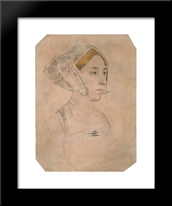 Portrait Of A Lady, Thought To Be Anne Boleyn 20x24 Black Modern Wood Framed Art Print Poster by Holbein the Younger, Hans