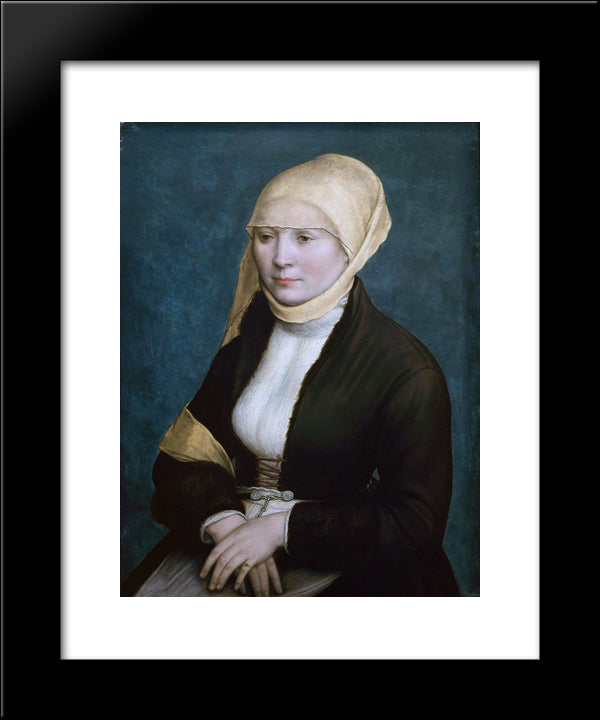Portrait Of A Woman From Southern Germany . 20x24 Black Modern Wood Framed Art Print Poster by Holbein the Younger, Hans