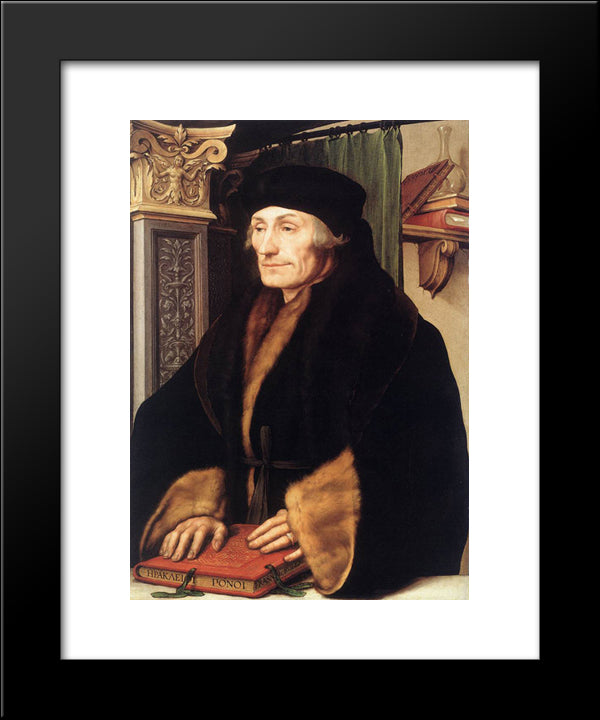 Portrait Of Erasmus Of Rotterdam 20x24 Black Modern Wood Framed Art Print Poster by Holbein the Younger, Hans