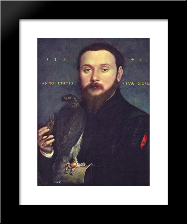 Portrait Of Nobleman With A Falcon 20x24 Black Modern Wood Framed Art Print Poster by Holbein the Younger, Hans