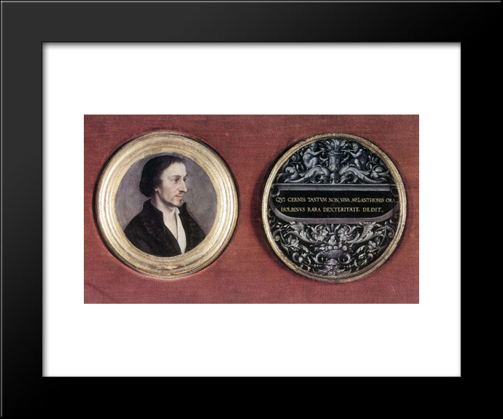 Portrait Of Philipp Melanchthon 20x24 Black Modern Wood Framed Art Print Poster by Holbein the Younger, Hans