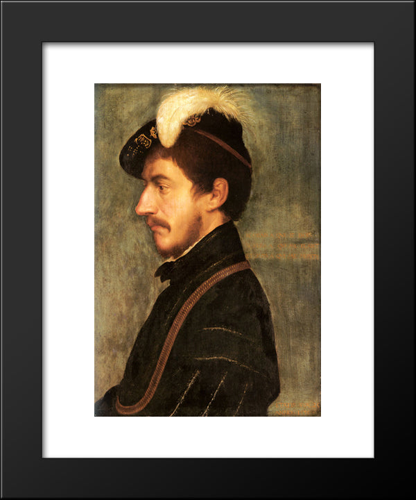Portrait Of Sir Nicholas Poyntz 20x24 Black Modern Wood Framed Art Print Poster by Holbein the Younger, Hans