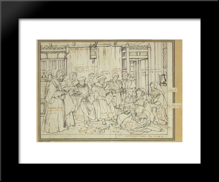 Study For The Family Portrait Of Thomas More 20x24 Black Modern Wood Framed Art Print Poster by Holbein the Younger, Hans