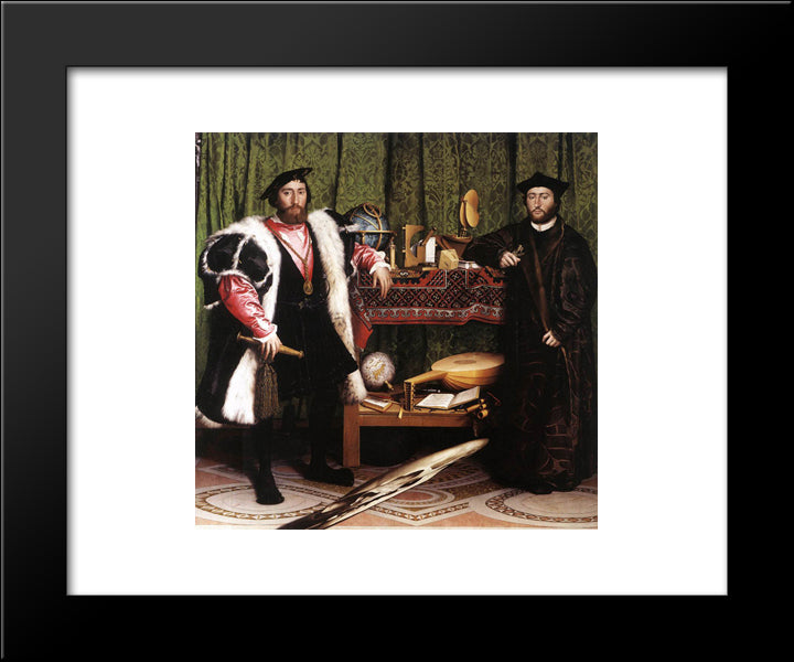 The Ambassadors 20x24 Black Modern Wood Framed Art Print Poster by Holbein the Younger, Hans